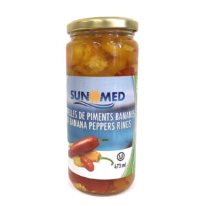 Sliced hot banana peppers in glass jars (12x473ml)