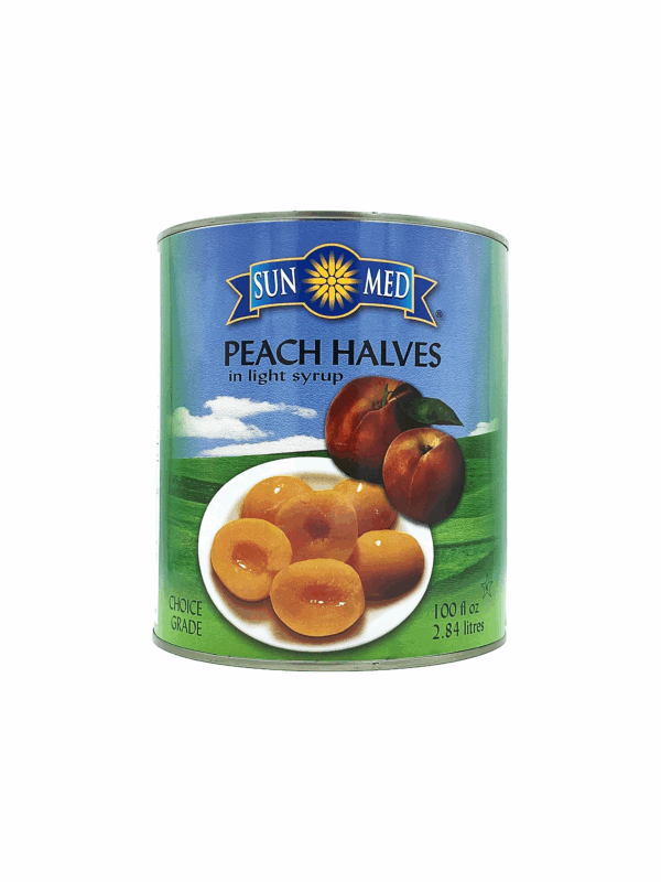 Peach halves in tins (2.84L)